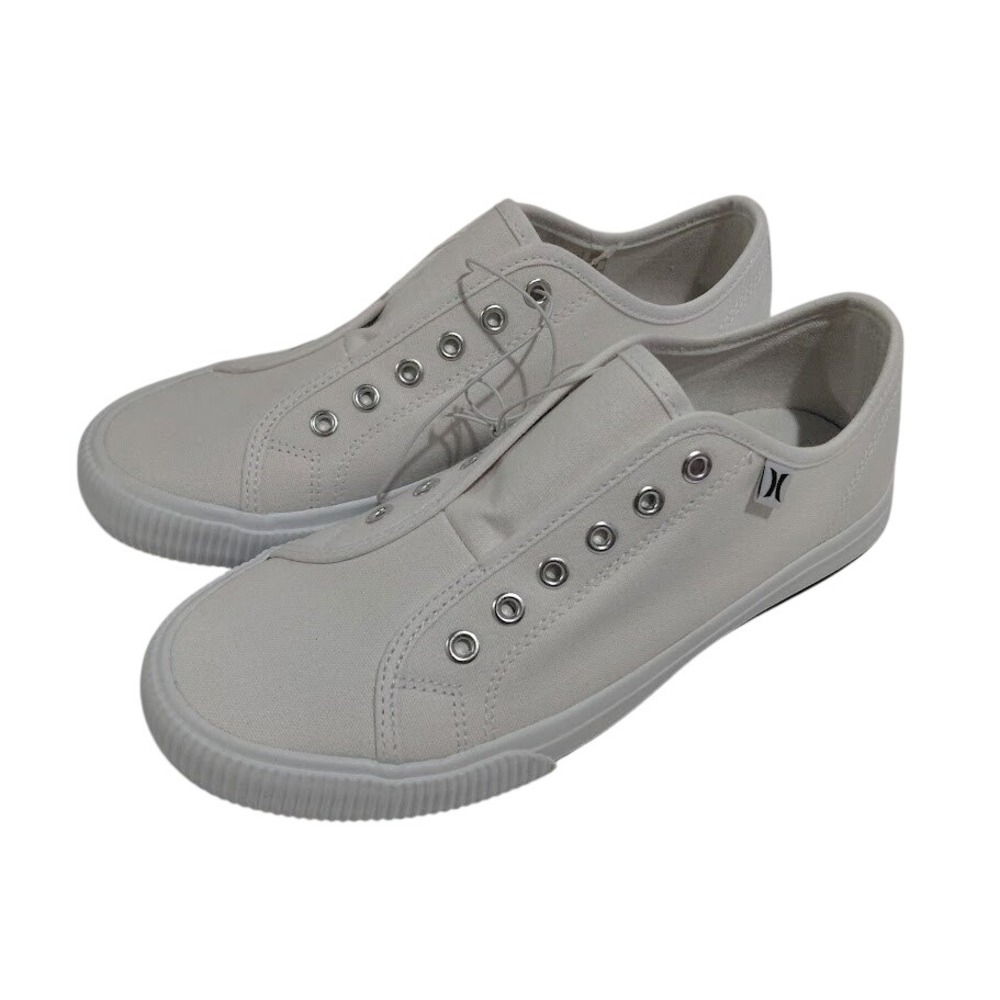 Hurley Chloe Womens White Slip On Canvas Sneakers Shoes Laceless 6.5M NEW - Picture 2 of 12